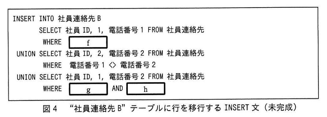 データベーススペシャリスト試験（平成29年 午後I 問3 図4）