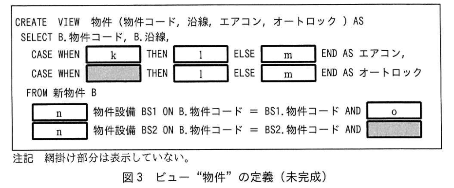データベーススペシャリスト試験（令和3年 午後I 問3 図3）