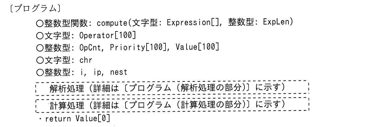 基本情報技術者試験（平成30年 午後 問8 プログラム）