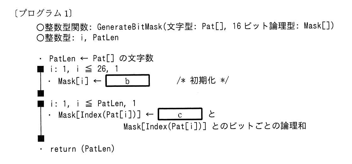 基本情報技術者試験（令和元年 午後 問8 プログラム1）