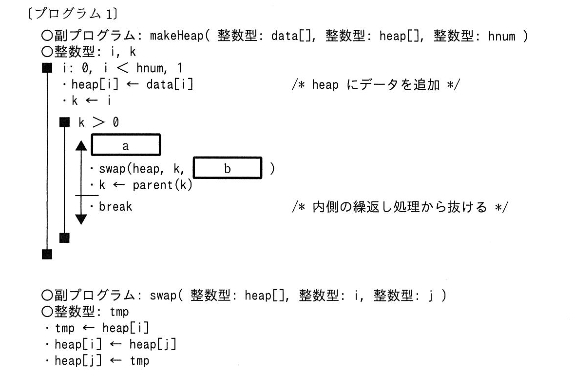基本情報技術者試験（平成30年 午後 問8 プログラム1）